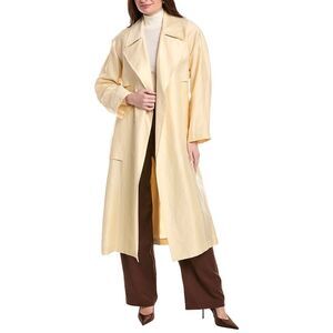 Lafayette 148 New York Womens  Belted A-Line Silk-Blend Trench Coat, White
